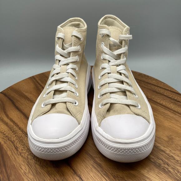 Converse CTAS All Star Lift Shoes Womens 8.5 Tan Canvas Hi Top Platform Sneaker - Picture 2 of 8